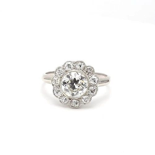 2.37CT OLD EUROPEAN & BRILLIANT CUT H VS2 DIAMOND PLATINUM EDWARDIAN HALO RING (1 of 2)