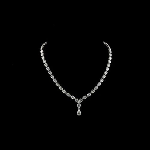 LAB-GROWN 38.38 CARAT PEAR E-F-VVS2 DIAMOND 14K WHITE GOLD LARIAT NECKLACE: LAB-GROWN 38.38 CARAT PEAR E-F-VVS2 DIAMOND 14K WHITE GOLD LARIAT NECKLACE Title: High-quality Brand-New Echo Friendly Elegant Lab-Grown 38.38 Carat Pear E-F-VVS2 Diamond 14K White Gold Lariat Necklac