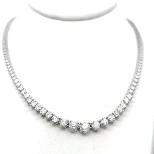 9.39CT ROUND BRILLIANT DIAMOND RIVIERA NECKLACE IN 14K WHITE GOLD (1 of 2)