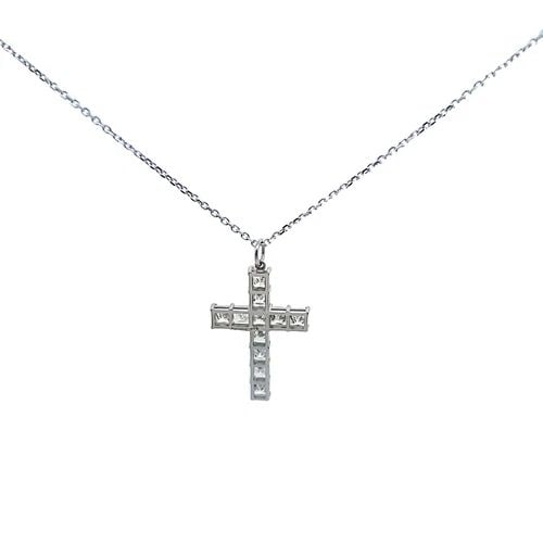 3.41 CARAT PRINCESS CUT DIAMOND PLATINUM 14K GOLD PENDANT NECKLACE (1 of 2)