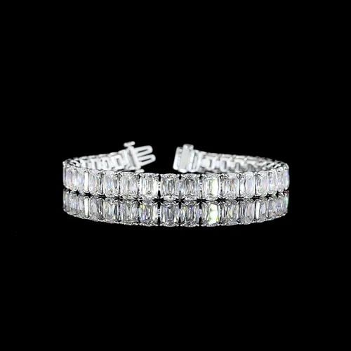 LAB-GROWN 35.67 CARAT RADIANT MODIFIED E-F-VS1 DIAMOND 14K WG TENNIS BRACELET (1 of 2)