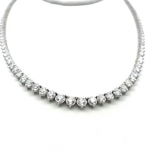 13.00 CARAT ROUND BRILLIANT H SI DIAMOND 14 KARAT WHITE GOLD RIVIERA NECKLACE (1 of 2)