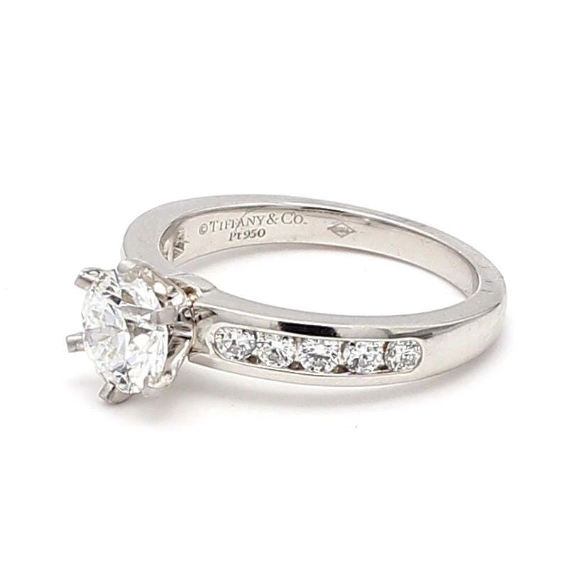 TIFFANY & CO.. 1.02 CARAT E-VVS1 DIAMOND PLATINUM ENGAGEMENT RING: TIFFANY & CO.. 1.02 CARAT E-VVS1 DIAMOND PLATINUM ENGAGEMENT RING Title: Tiffany and Co 1.02 Carat Round Brilliant Shape E-VVS1 Diamond Platinum Engagement Ring Style: Engagement Metal: Platinum Gemst
