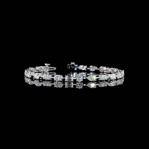 LAB-GROWN 7.27 CARAT MIX E-F-VS+ DIAMOND 14K WHITE GOLD STATION BRACELET: LAB-GROWN 7.27 CARAT MIX E-F-VS+ DIAMOND 14K WHITE GOLD STATION BRACELET Title: High-quality Brand-New Echo Friendly Elegant Lab-Grown 7.27 Carat MIX E-F-VS+ Diamond 14K White Gold Station Bracelet Vi