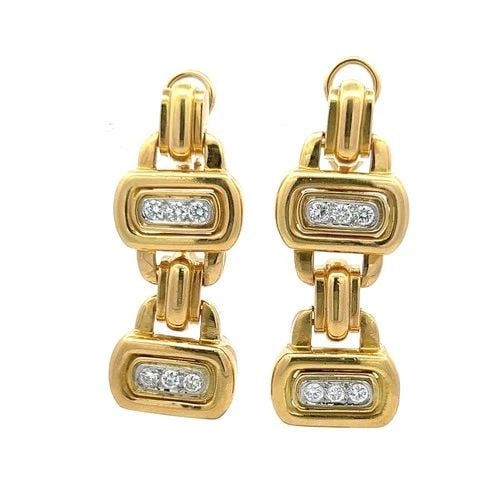 DAVID WEBB G/VS1 DIAMOND LINK DROP EARRINGS IN 18K YELLOW GOLD (1 of 1)