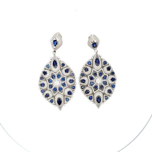 12.51 CARAT DIAMOND 18K WHITE GOLD DANGLING EARRING DANGLE/DROP (1 of 2)