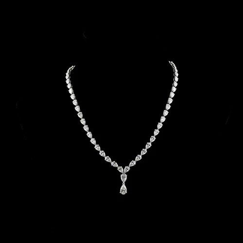 LAB-GROWN 31.18 CARAT PEAR E-F-VS1 DIAMOND 14K WHITE GOLD LARIAT NECKLACE: LAB-GROWN 31.18 CARAT PEAR E-F-VS1 DIAMOND 14K WHITE GOLD LARIAT NECKLACE Title: High-quality Brand-New Echo Friendly Elegant Lab-Grown 31.18 Carat Pear E-F-VS1 Diamond 14K White Gold Lariat Necklace 