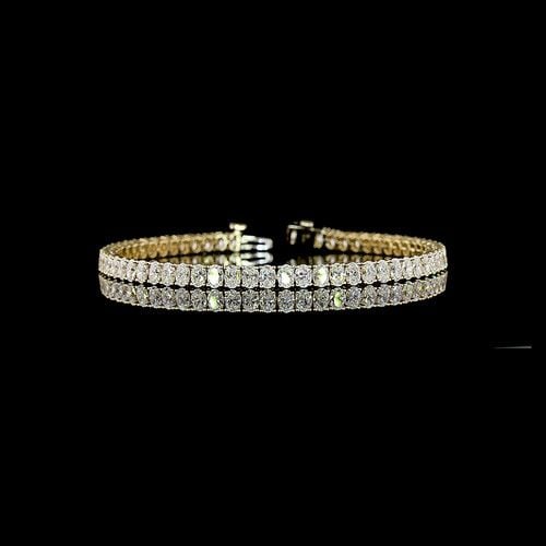 LAB-GROWN 7.01 CARAT OVAL -VS+ DIAMOND 14K YELLOW GOLD TENNIS BRACELET (1 of 1)