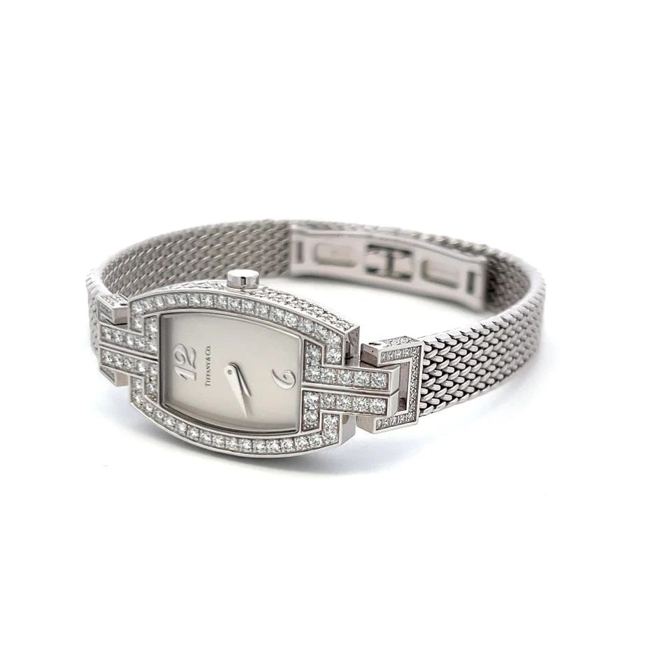 TIFFANY & CO 2.00 CARAT ROUND BRILLIANT DIAMOND 18K WHITE GOLD WRIST WATCH: TIFFANY & CO 2.00 CARAT ROUND BRILLIANT DIAMOND 18K WHITE GOLD WRIST WATCH PRODUCT DESCRIPTION Designer: Tiffany & Co Title: Tiffany & Co 2.00 Carat Round Brilliant F VS Diamond 18 Karat White Gold Wr