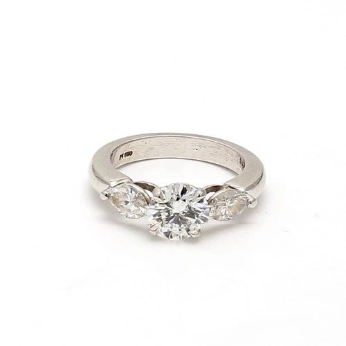 PLATINUM ENGAGEMENT RING WITH 2 CARAT ROUND & MARQUIS SHAPE GIA DIAMONDS SIZE 6 (1 of 2)