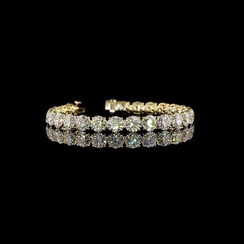 LAB-GROWN 26.89 CARAT ROUND E-F-VVS2 DIAMOND 14K YELLOW GOLD TENNIS BRACELET: LAB-GROWN 26.89 CARAT ROUND E-F-VVS2 DIAMOND 14K YELLOW GOLD TENNIS BRACELET LAB-GROWN 26.89 CARAT ROUND E-F-VVS2 DIAMOND 14K YELLOW GOLD TENNIS BRACELET PRODUCT DESCRIPTION Title: High-quality Brand-