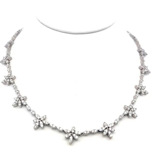 9.00 CARAT ROUND BRILLIANT H VS DIAMOND 18 KARAT WHITE GOLD STATION NECKLACE (1 of 2)