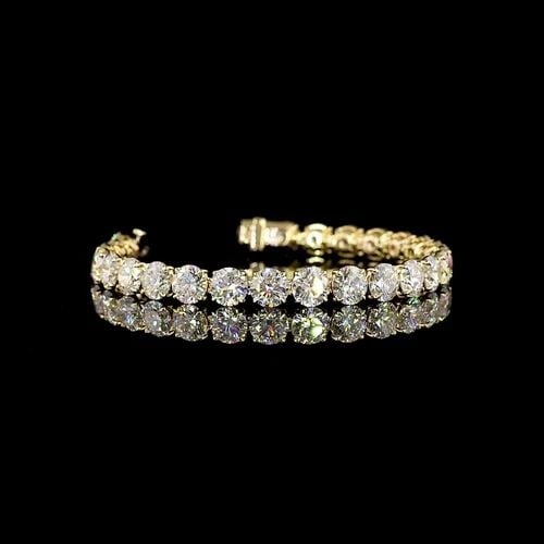 LAB-GROWN 25.24 CARAT ROUND E-F-VS1 DIAMOND 14K YELLOW GOLD TENNIS BRACELET: LAB-GROWN 25.24 CARAT ROUND E-F-VS1 DIAMOND 14K YELLOW GOLD TENNIS BRACELET Title: High-quality Brand-New Echo Friendly Elegant Lab-Grown 25.24 Carat Round E-F-VS1 Diamond 14K Yellow Gold Tennis Brace