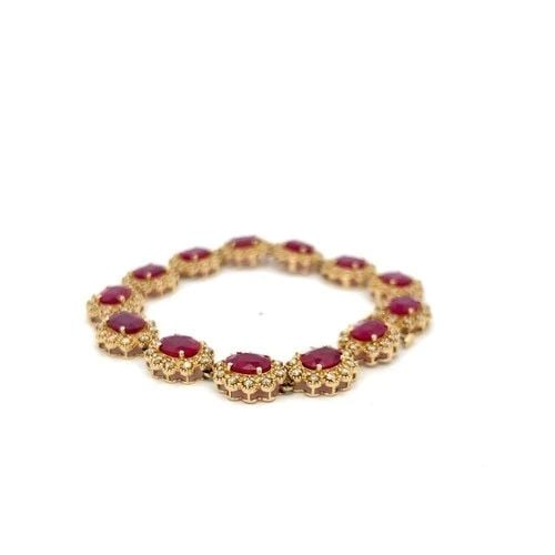 VINTAGE 14K YELLOW GOLD LINK BRACELET WITH 2 CARAT DIAMONDS & 13 CARAT RUBIES (1 of 2)