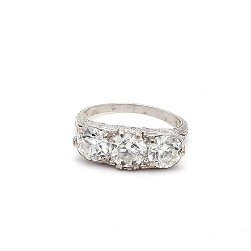 2.39 CARAT F-G-H VS DIAMOND PLATINUM THREE-STONE ANTIQUE CIRCULAR CUT RING (1 of 2)