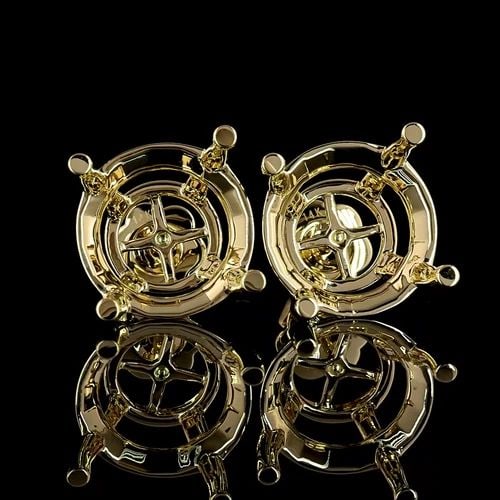LAB-GROWN 15.04 CARAT ROUND E-VS1 DIAMOND 14K YELLOW GOLD STUDS EARRINGS (1 of 2)