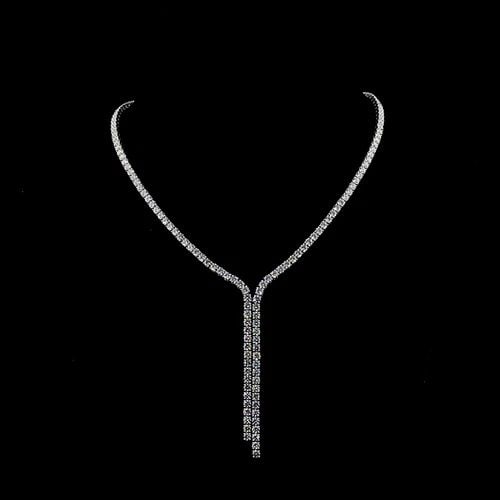 LAB-GROWN 20.1 CARAT ROUND E-F-VS2 DIAMOND 14K WHITE GOLD LARIAT NECKLACE (1 of 1)