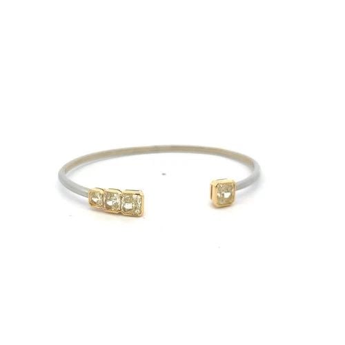 2.96 CARAT RADIANT CUT DIAMOND TWO-TONE 18K GOLD OPEN CUFF BRACELET (1 of 2)