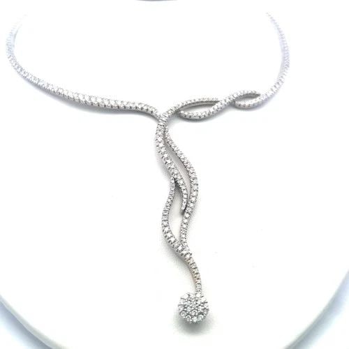 6.00 CARAT ROUND BRILLIANT H VS DIAMOND 18 KARAT WHITE GOLD COLLAR NECKLACE (1 of 2)