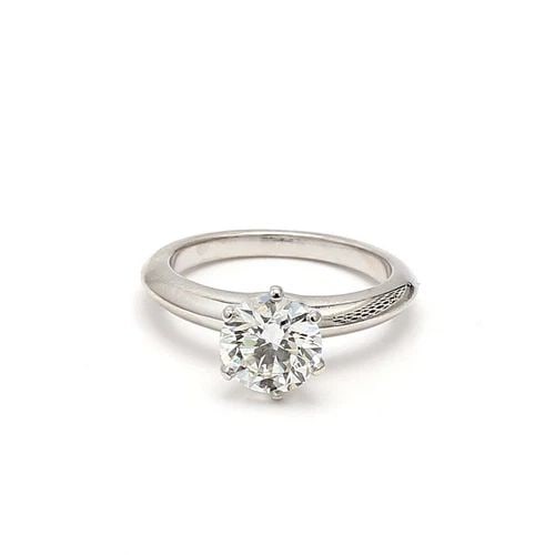 TIFFANY & CO. 1.52 CARAT ROUND BRILLIANT I SI1 DIAMOND PLATINUM ENGAGEMENT RING: TIFFANY & CO. 1.52 CARAT ROUND BRILLIANT I SI1 DIAMOND PLATINUM ENGAGEMENT RING Title: Tiffany & Co 1.52 Carat Round Brilliant I SI1 Diamond Platinum Engagement Ring Style: Engagement Metal: Platinum 