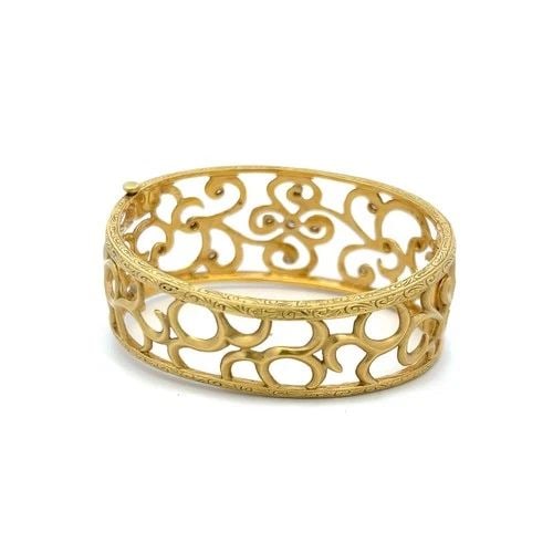 VINTAGE 18K YELLOW GOLD BRACELET WITH 0.5 CARAT ROUND H-SI DIAMONDS (1 of 2)