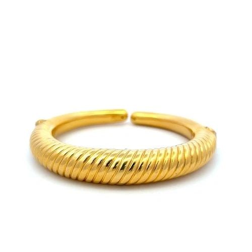 LALAOONIS 22K YELLOW GOLD RIBBED TORQUE CUFF BRACELET 6.75X0.37X0.40IN (1 of 1)
