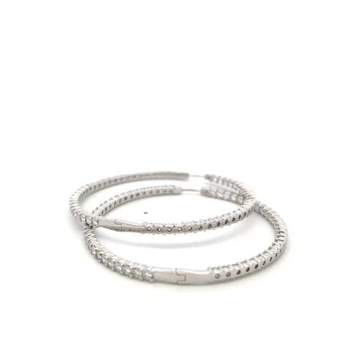 VINTAGE 18K WHITE GOLD HOOP EARRINGS WITH 7 CARAT ROUND G-VS DIAMONDS 26.6 GRAMS: VINTAGE 18K WHITE GOLD HOOP EARRINGS WITH 7 CARAT ROUND G-VS DIAMONDS 26.6 GRAMS VINTAGE 18K WHITE GOLD HOOP EARRINGS WITH 7 CARAT ROUND G-VS DIAMONDS 26.6 GRAMS PRODUCT DESCRIPTION Detailed Descripti