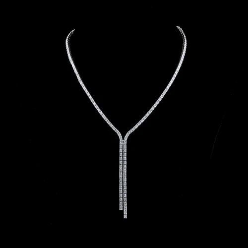 LAB-GROWN 16.15 CARAT RADIANT E-F-VS DIAMOND 14K WHITE GOLD LARIAT NECKLACE: LAB-GROWN 16.15 CARAT RADIANT E-F-VS DIAMOND 14K WHITE GOLD LARIAT NECKLACE Title: High-quality Brand-New Echo Friendly Elegant Lab-Grown 16.15 Carat Radiant E-F-VS Diamond 14K White Gold Lariat Neckl