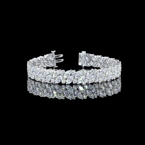 LAB-GROWN 19.76 CARAT MARQUISE F-VS2 DIAMOND 14K WG TENNIS BRACELET (1 of 2)