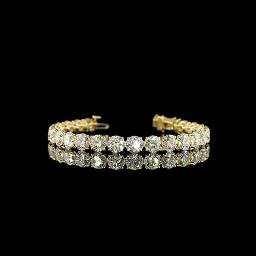 LAB-GROWN 24.14 CARAT ROUND E-F-VVS2 DIAMOND 14K YELLOW GOLD TENNIS BRACELET: LAB-GROWN 24.14 CARAT ROUND E-F-VVS2 DIAMOND 14K YELLOW GOLD TENNIS BRACELET Title: High-quality Brand-New Echo Friendly Elegant Lab-Grown 24.14 Carat Round E-F-VVS2 Diamond 14K Yellow Gold Tennis Bra