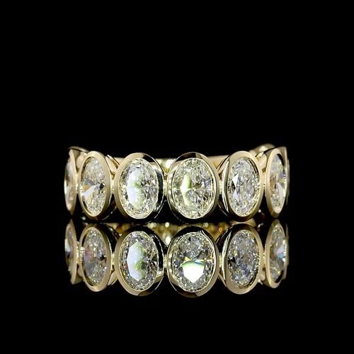 LAB-GROWN 3.08 CARAT OVAL E-F-VS+ DIAMOND 14K YELLOW GOLD 3/4 BAND ETERNITY BAND: LAB-GROWN 3.08 CARAT OVAL E-F-VS+ DIAMOND 14K YELLOW GOLD 3/4 BAND ETERNITY BAND Title: High-quality Brand-New Echo Friendly Elegant Lab-Grown 3.08 Carat Oval E-F-VS+ Diamond 14K Yellow Gold 3/4 Band 