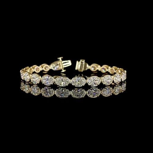LAB-GROWN 15.48 CARAT OVAL E-F-VS1 DIAMOND 14K YELLOW GOLD TENNIS BRACELET: LAB-GROWN 15.48 CARAT OVAL E-F-VS1 DIAMOND 14K YELLOW GOLD TENNIS BRACELET LAB-GROWN 15.48 CARAT OVAL E-F-VS1 DIAMOND 14K YELLOW GOLD TENNIS BRACELET PRODUCT DESCRIPTION Title: High-quality Brand-New 