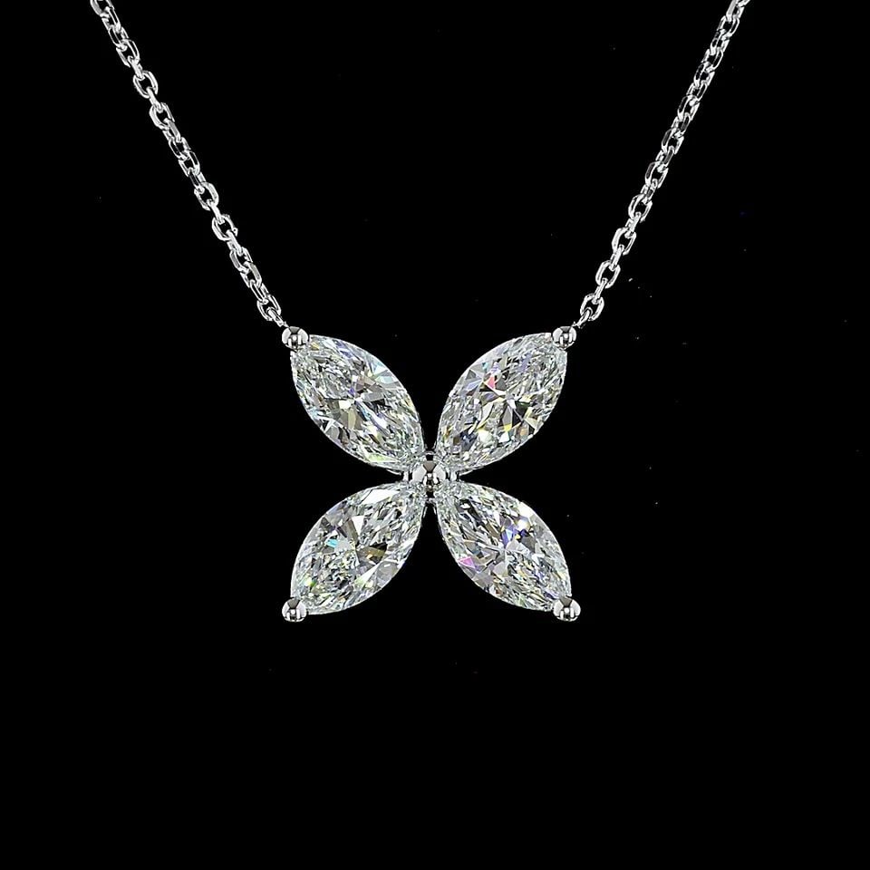 LAB-GROWN 2.06 CARAT MARQUISE E-F-VS+ DIAMOND 14K WHITE GOLD BUTTERFLY PENDANT: LAB-GROWN 2.06 CARAT MARQUISE E-F-VS+ DIAMOND 14K WHITE GOLD BUTTERFLY PENDANT Title: High-quality Brand-New Echo Friendly Elegant Lab-Grown 2.06 Carat Marquise E-F-VS+ Diamond 14K White Gold Butterfl