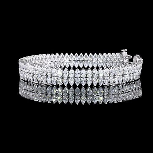 LAB-GROWN 13.58 CARAT PEAR E-F-VS DIAMOND 14K WHITE GOLD TENNIS BRACELET: LAB-GROWN 13.58 CARAT PEAR E-F-VS DIAMOND 14K WHITE GOLD TENNIS BRACELET Title: High-quality Brand-New Echo Friendly Elegant Lab-Grown 13.58 Carat Pear E-F-VS Diamond 14K White Gold Tennis Bracelet Vi