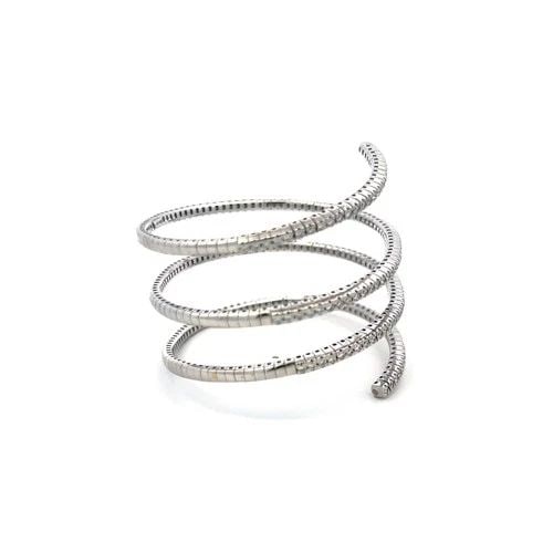 VINTAGE 18K YELLOW GOLD COIL BRACELET WITH 2.6 CARAT ROUND F VS DIAMONDS (1 of 2)