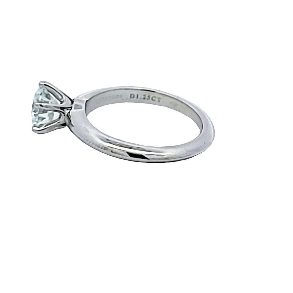 TIFFANY & CO. 1.25 CARAT ROUND BRILLIANT G VS1 DIAMOND PLATINUM ENGAGEMENT RING: TIFFANY & CO. 1.25 CARAT ROUND BRILLIANT G VS1 DIAMOND PLATINUM ENGAGEMENT RING Title: Tiffany & Co 1.25 Carat Round Brilliant G VS1 Diamond Platinum Engagement Ring Style: Engagement Metal: Platinum 