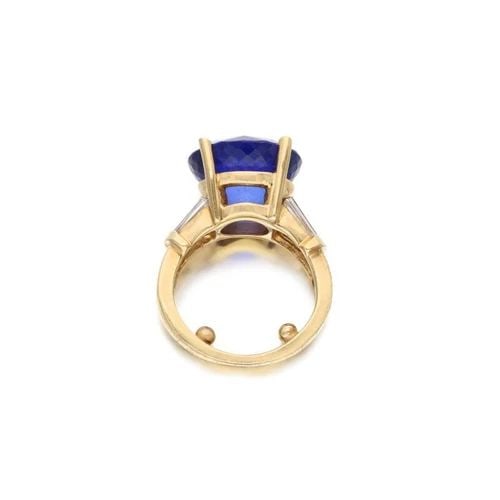 11.80 CARAT TANZANITE 1.80 CARAT G-VS2 DIAMOND 14K YG COCKTAIL RING (1 of 2)