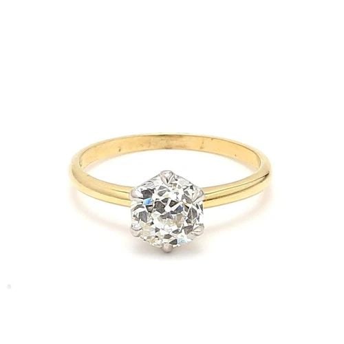 1.52 CARAT OLD EUROPEAN CUT J VS2 DIAMOND 18 KARAT YELLOW GOLD ENGAGEMENT RING: 1.52 CARAT OLD EUROPEAN CUT J VS2 DIAMOND 18 KARAT YELLOW GOLD ENGAGEMENT RING Title: 1.52 Carat Old European Cut J VS2 Diamond 18 Karat Yellow Gold Engagement Ring Style: Engagement Metal: 18 Karat Y