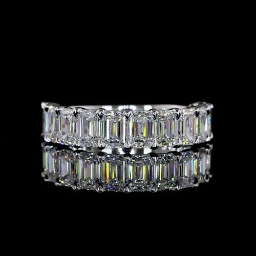 LAB-GROWN 3.27 CARAT EMERALD E-F-VS+ DIAMOND 14K WHITE GOLD HALF ETERNITY BAND: LAB-GROWN 3.27 CARAT EMERALD E-F-VS+ DIAMOND 14K WHITE GOLD HALF ETERNITY BAND Title: High-quality Brand-New Echo Friendly Elegant Lab-Grown 3.27 Carat Emerald E-F-VS+ Diamond 14K White Gold Half Eter
