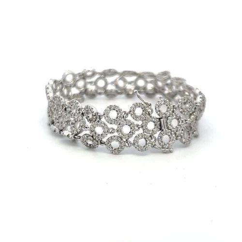VINTAGE 18K WHITE GOLD LINK BRACELET WITH 5 CARAT ROUND H-SI DIAMONDS (1 of 2)