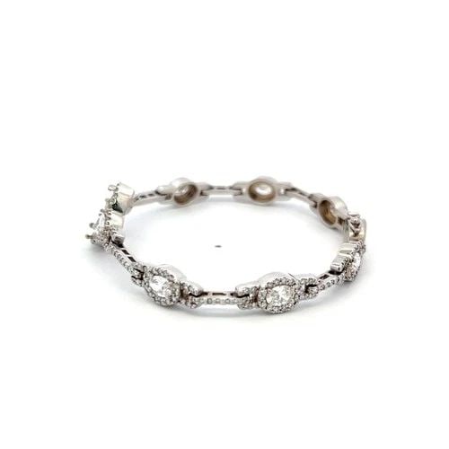 4.36 CARAT OVAL AND ROUND AND PEAR SHAPE DIAMOND 18K WHITE GOLD LINK BRACELET (1 of 2)