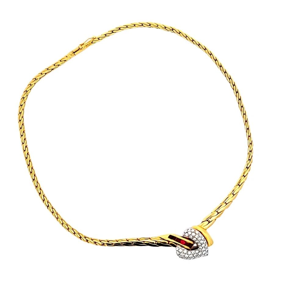 0.90 CARAT ROUND BRILLIANT DIAMOND 18K YELLOW GOLD VINTAGE NECKLACE (1 of 1)