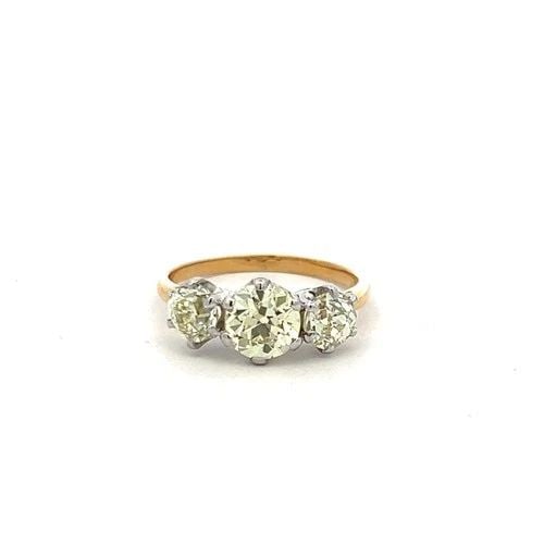 2.56CT OLD EUROPEAN CUT DIAMOND THREE-STONE RING IN 18K TWO-TONE GOLD & PLATINUM: 2.56CT OLD EUROPEAN CUT DIAMOND THREE-STONE RING IN 18K TWO-TONE GOLD & PLATINUM PRODUCT DESCRIPTION Title: 2.56ct Old European Cut Diamond Three-Stone Ring in 18K Two-Tone Gold & Platinum (U VS1) Sty