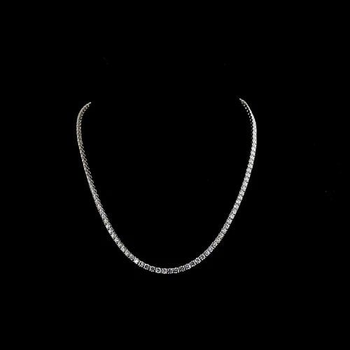 LAB-GROWN 15.62 CARAT ROUND F-VS2 DIAMOND 14K WHITE GOLD TENNIS NECKLACE: LAB-GROWN 15.62 CARAT ROUND F-VS2 DIAMOND 14K WHITE GOLD TENNIS NECKLACE Title: High-quality Brand-New Echo Friendly Elegant Lab-Grown 15.62 Carat Round F-VS2 Diamond 14K White Gold Tennis Necklace Vi