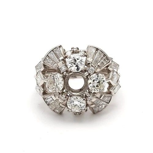 5.60 CARAT H-SI1 DIAMOND 18 KARAT WHITE GOLD SEMI MOUNT CLUSTER RING (1 of 2)