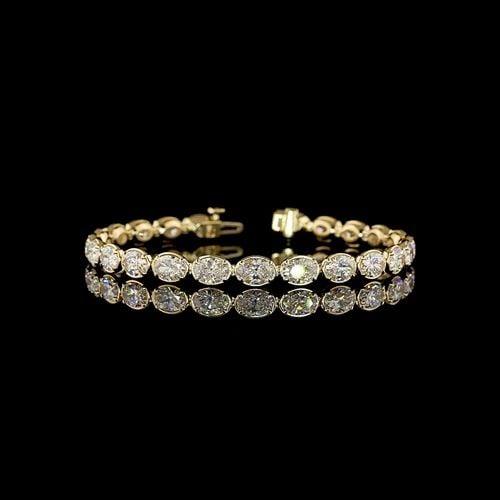 LAB-GROWN 12.24 CARAT OVAL E-F-VS1 DIAMOND 14K YELLOW GOLD TENNIS BRACELET: LAB-GROWN 12.24 CARAT OVAL E-F-VS1 DIAMOND 14K YELLOW GOLD TENNIS BRACELET LAB-GROWN 12.24 CARAT OVAL E-F-VS1 DIAMOND 14K YELLOW GOLD TENNIS BRACELET PRODUCT DESCRIPTION Title: High-quality Brand-New 
