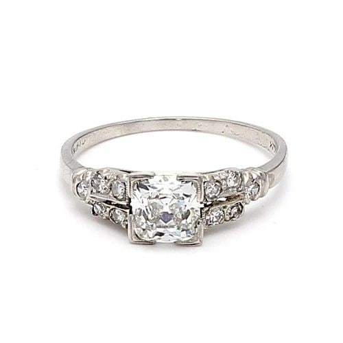 1.34 CARAT CUSHION BRILLIANT & ROUND DIAMOND PLATINUM ENGAGEMENT RING (1 of 2)