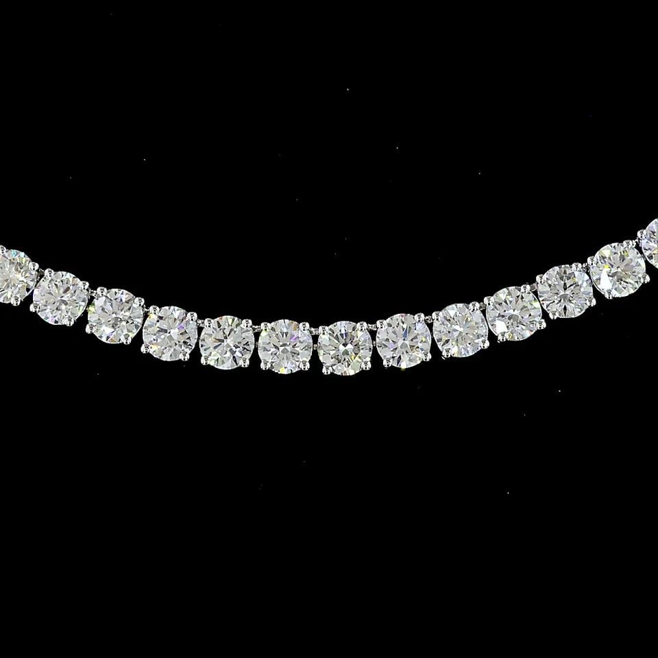 LAB-GROWN 15.61 CARAT ROUND E-F-VS2 DIAMOND 14K WHITE GOLD TENNIS NECKLACE: LAB-GROWN 15.61 CARAT ROUND E-F-VS2 DIAMOND 14K WHITE GOLD TENNIS NECKLACE Title: High-quality Brand-New Echo Friendly Elegant Lab-Grown 15.61 Carat Round E-F-VS2 Diamond 14K White Gold Tennis Necklac