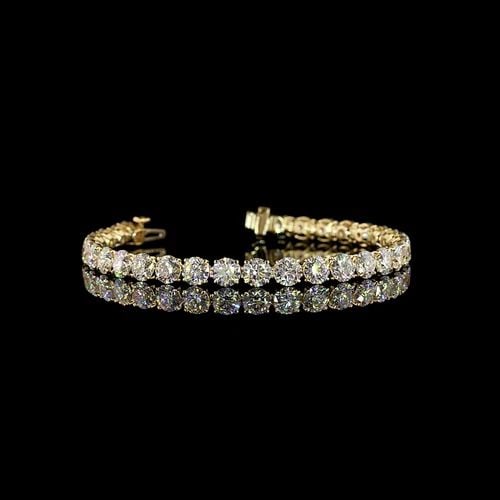 LAB-GROWN 17.53 CARAT ROUND E-F-VS1 DIAMOND 14K YELLOW GOLD TENNIS BRACELET: LAB-GROWN 17.53 CARAT ROUND E-F-VS1 DIAMOND 14K YELLOW GOLD TENNIS BRACELET Title: High-quality Brand-New Echo Friendly Elegant Lab-Grown 17.53 Carat Round E-F-VS1 Diamond 14K Yellow Gold Tennis Brace
