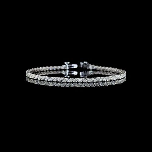 LAB-GROWN 3.61 CARAT MARQUISE E-F-VS1 DIAMOND 14K WHITE GOLD TENNIS BRACELET (1 of 2)